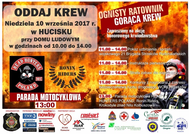 Zbiórka odbędzie się 10 września 2017r. w godz. od. 10 do 14  w Hucisku gm. Głogów Młp., przy Domu Ludowym.