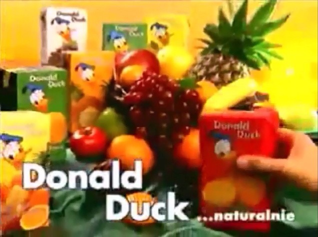 Reklama soków Donald Duck II połowa lat 90-tych.