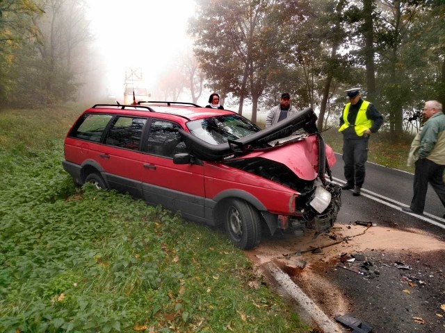 Wypadek na drodze krajowej nr 36 koło Lubina