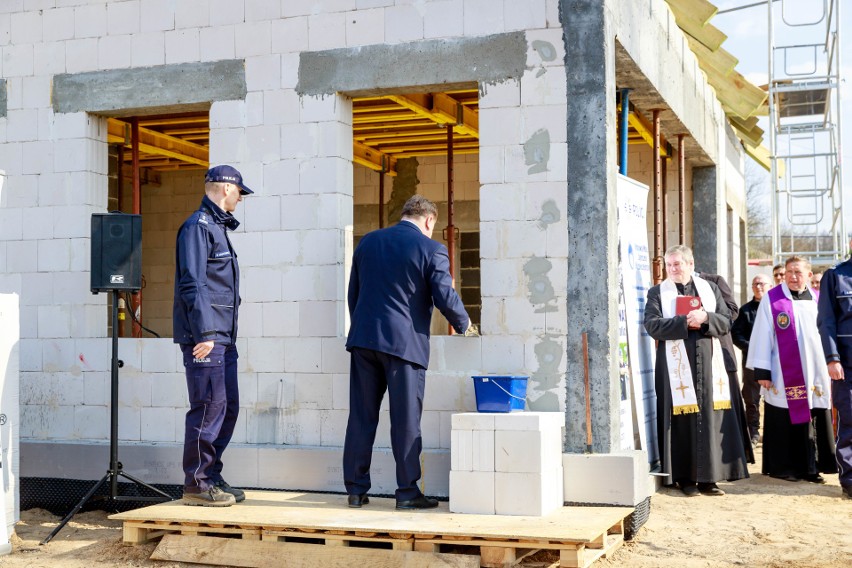 Zaścianki, budowa posterunku policji. Uroczystość wmurowania...