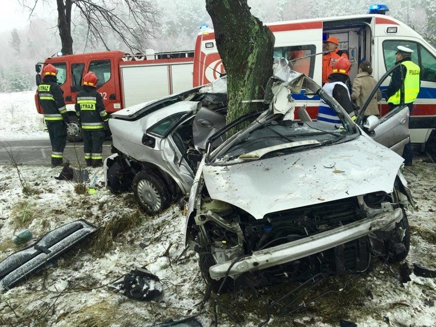 Citroen uderzył w drzewo. 18-letni kierowca umarł w...