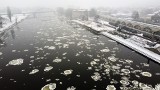 Warta w Gorzowie pokryta śryżem. Jak powstają takie sunące po rzece lodowe krążki? 