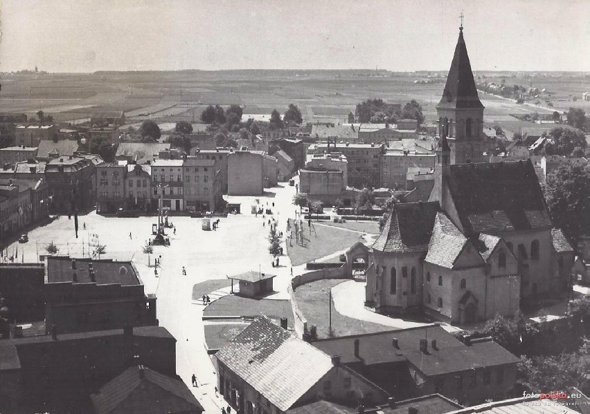 Rynek w Oleśnie z lotu ptaka, rok 1962