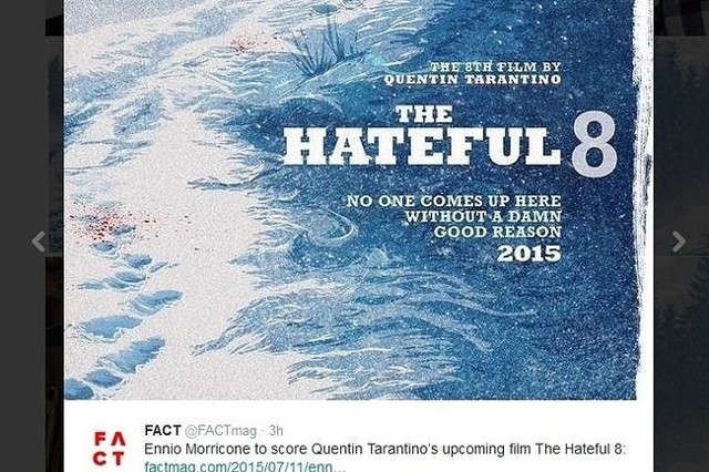 Premiera "The Hateful Eight" zapowiedziana jest na 25 grudnia (fot. screen z Twitter.com)