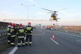 Groźny wypadek na autostradowej obwodnicy Wrocławia. Lądował LPR, droga zablokowana