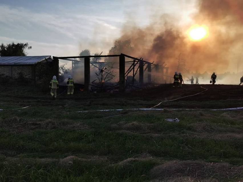 Borsukówka. Drewniana stodoła spłonęła doszczętnie! W pomieszczeniu był schowany samochód osobowy (zdjęcia) 