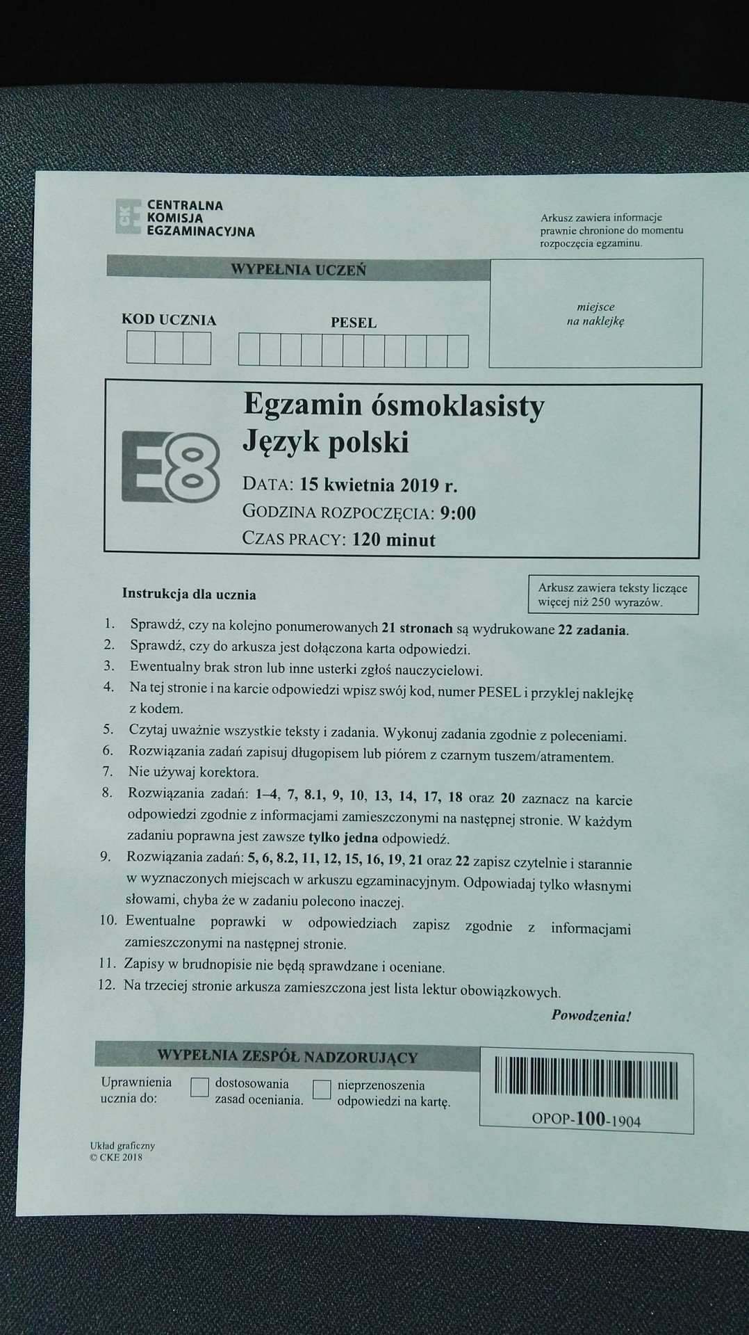Egzamin ósmoklasisty POLSKI 2019 - odpowiedzi, zadania, arkusze CKE |  Dziennik Polski