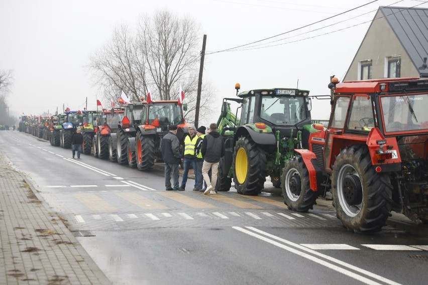 Protest rolników w na DK 44 i DK 1