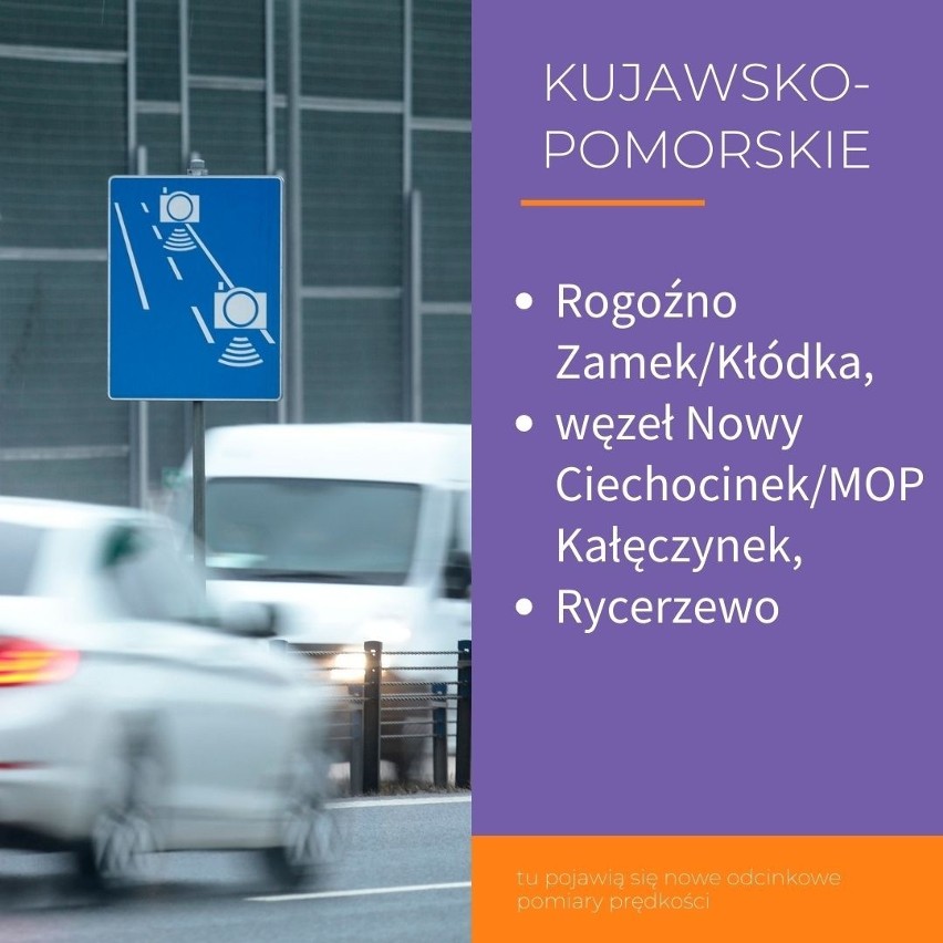 Odcinkowy pomiar prędkości - miejsca w Kujawsko-Pomorskiem.