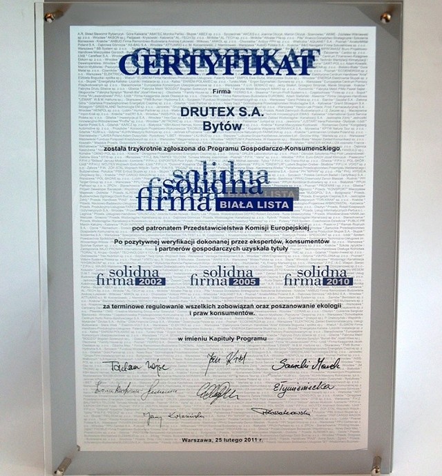 Drutex zdobył certyfikat Solidna Firma po raz trzeci.