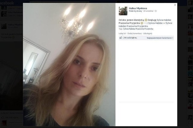 Halina Mlynkova zmieniła kolor włosów. Wokalistka postawiła na blond. (fot. screen z Facebook.com)