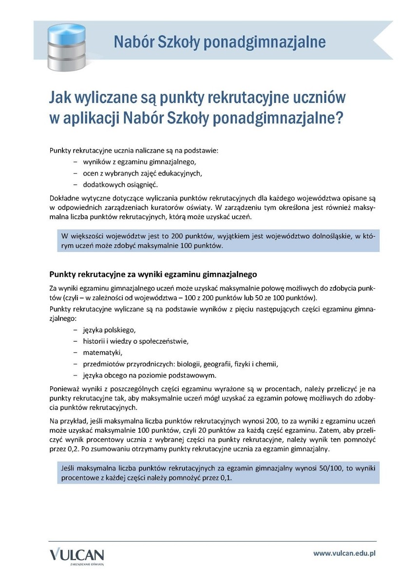 Punkty rekrutacyjne za wyniki egzaminu gimnazjalnego. Jak są...