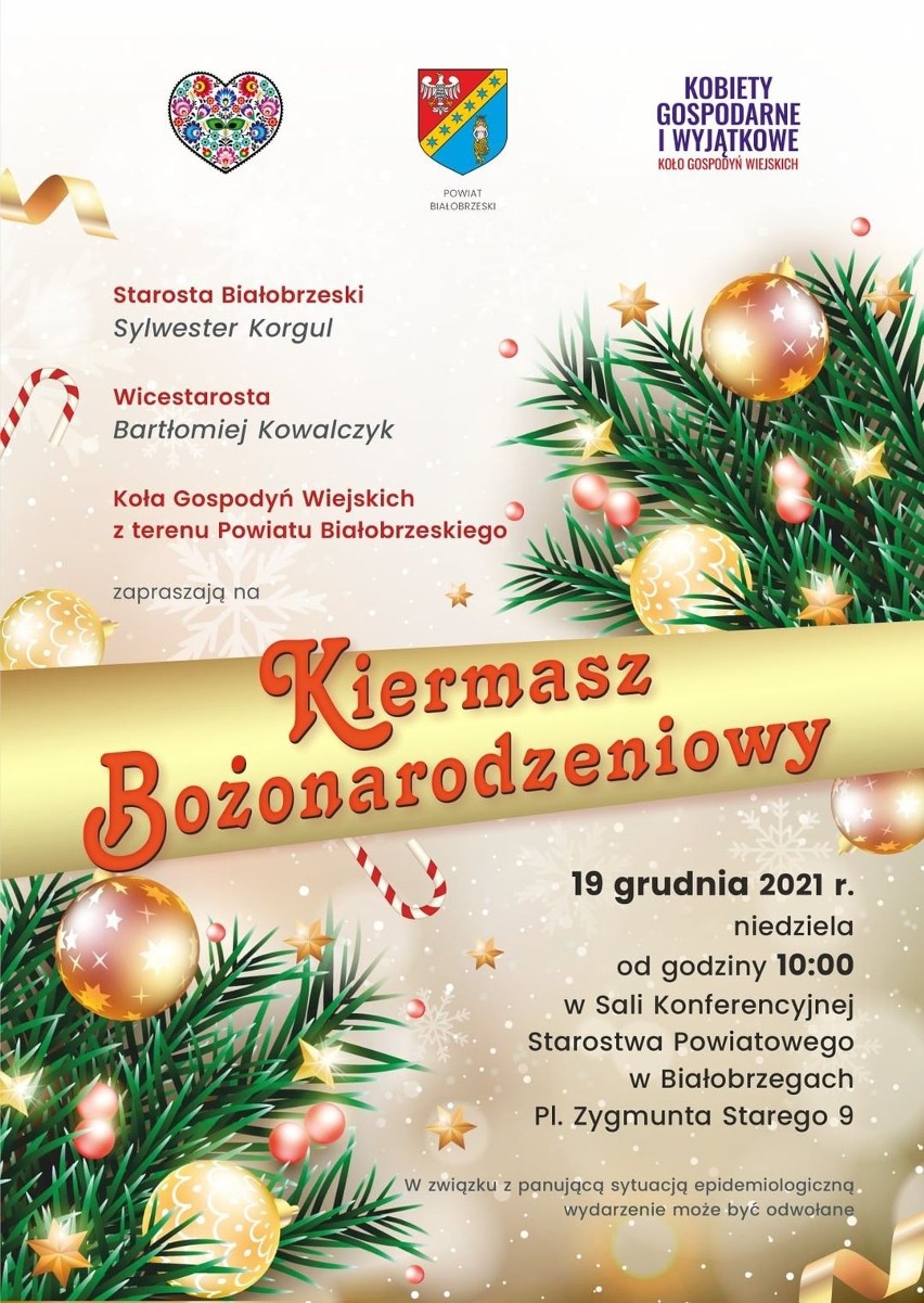 Kiermasz świąteczny w Białobrzegach. Koła Gospodyń Wiejskich z powiatu pokażą swoje ozdoby świąteczne, będą też bożonarodzeniowe smakołyki