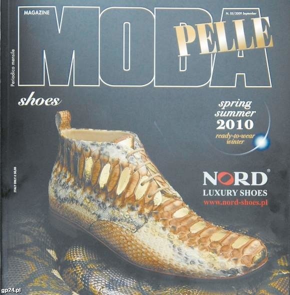 Okładka magazynu "Moda Pelle“ ze słupskimi butami