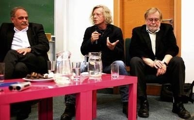 Od lewej Bogusław Nowak, Krzysztof Mieszkowski i Krzysztof Orzechowski w czasie debaty na UJ FOT. ANDRZEJ BANAŚ