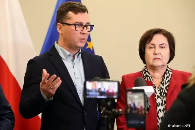 Damian Marczak i Renata Butryn na konferencji prasowej