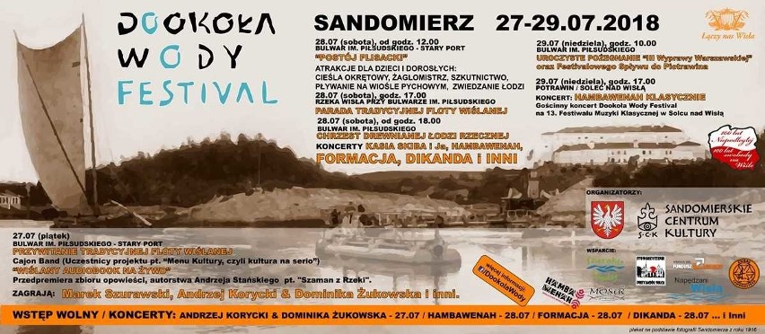 Sandomierski Festiwal Dookoła Wody, czyli wiślane pieśni, żeglarska poezja, parada Tradycyjnej Floty Wiślanej, spotkanie z cieślą okrętowym