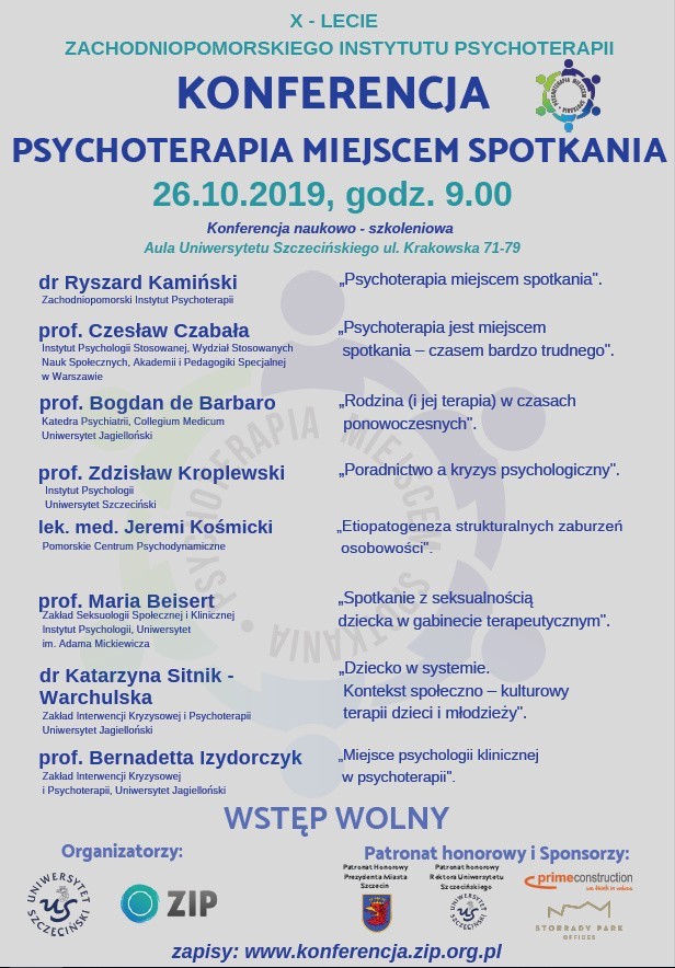 "Psychoterapia miejscem spotkania". Konferencja w Szczecinie