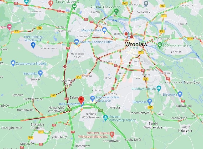 Wypadek na Autostradowej Obwodnicy Wrocławia. Kierowcy stoją w ogromnym korku
