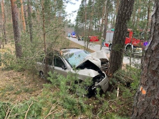 Na miejscu tragicznego wypadku w rejonie Borkowa w gminie Daleszyce.