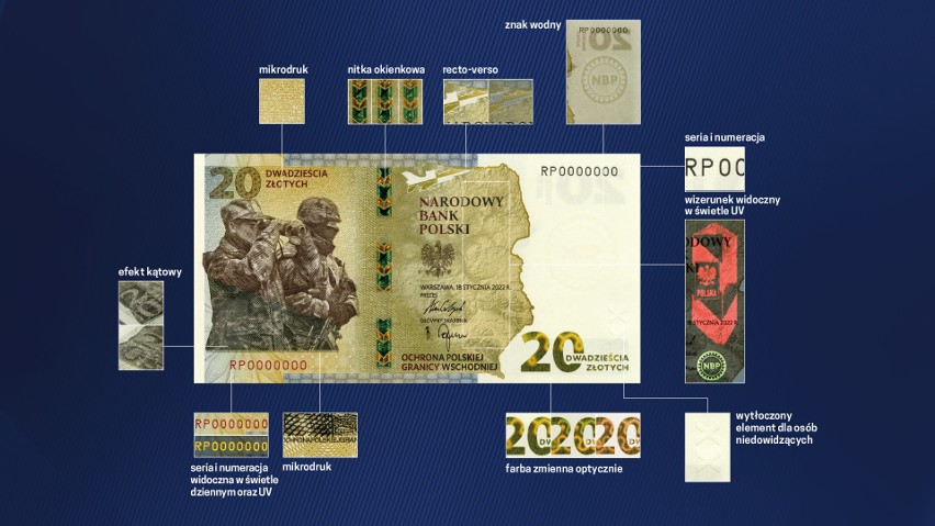 Na przedniej stronie banknotu zostały zaprezentowane...