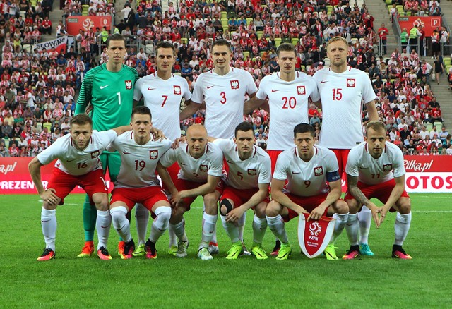 Reprezentacja Polski przed meczem sparingowym z Holandią w Gdańsku (1:2).