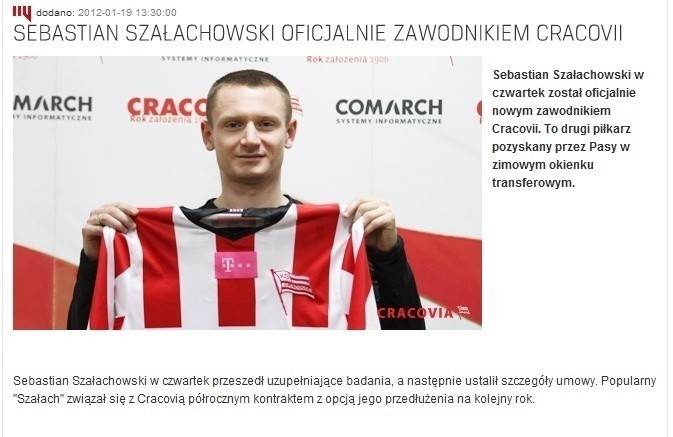 Sebastian Szałachowski dziś podpisał kontrakt z "Pasami"