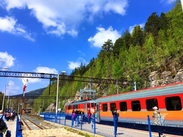 Pociąg POLREGIO na stacji Szklarska Poręba Górna