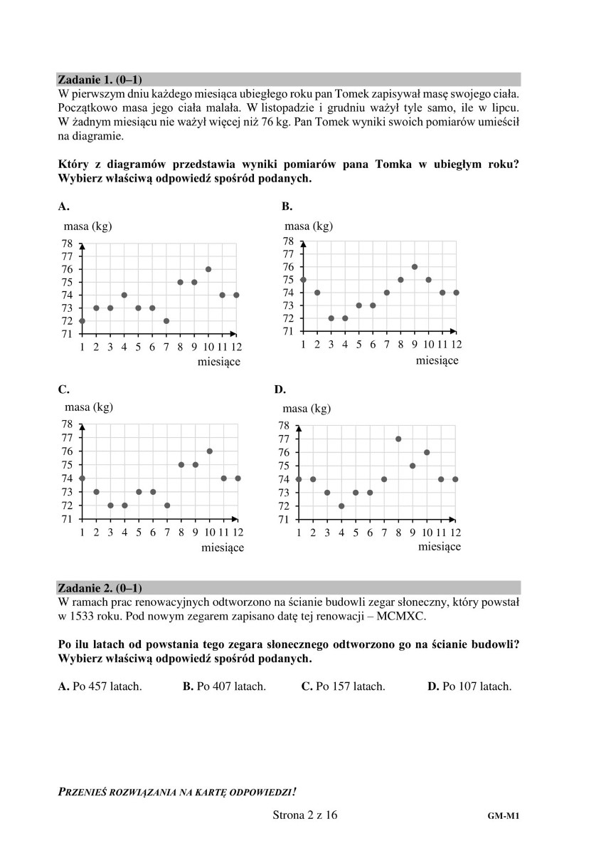 EGZAMIN GIMNAZJALNY 2018 ARKUSZE: Matematyka [ARKUSZE CKE, ODPOWIEDZI]