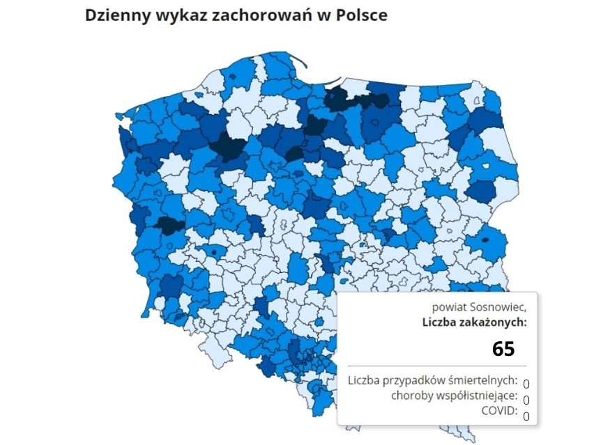 W województwie śląskim zanotowano 1262  przypadki. Wykonano...