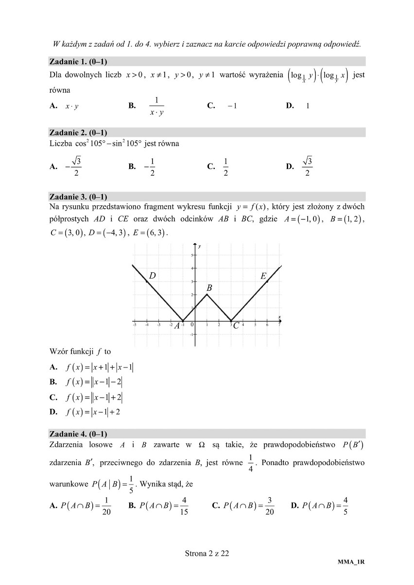 Matura z matematyki 2019: Odpowiedzi, Zadania, Rozwiązania