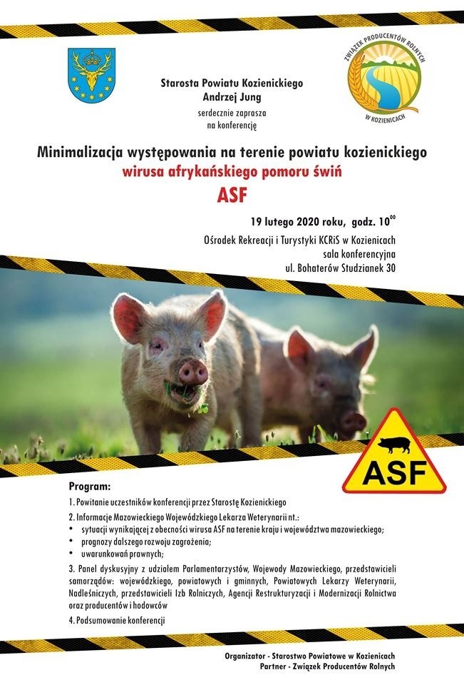 Starostwo w Kozienicach organizuje konferencję na temat wirusa ASF 