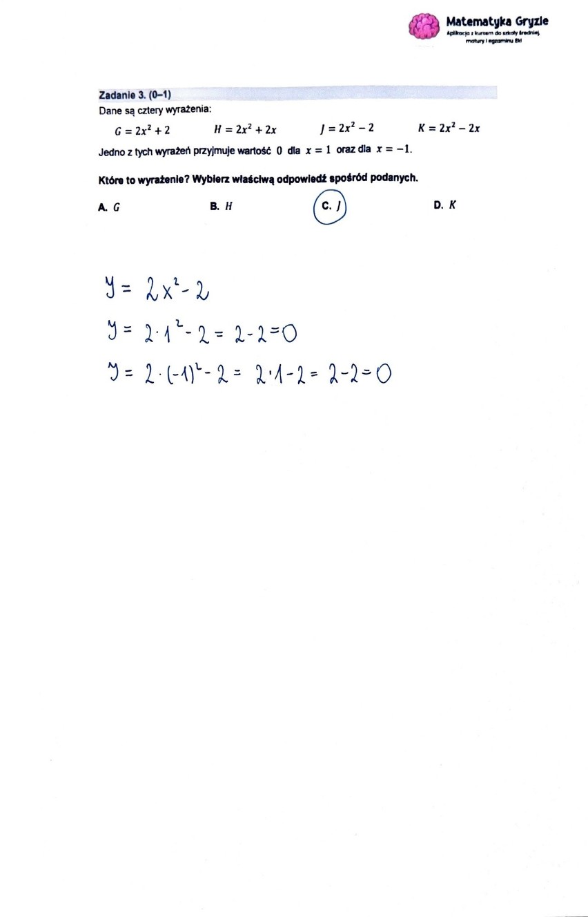 Egzamin ósmoklasisty z matematyki - odpowiedzi