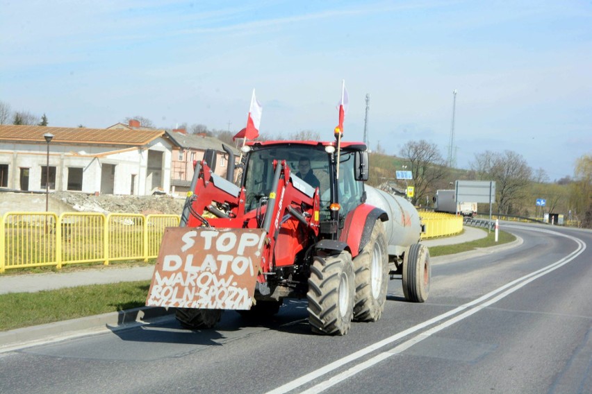 Strajk rolników w Słupi w gminie Pacanów. 20 marca 2024.