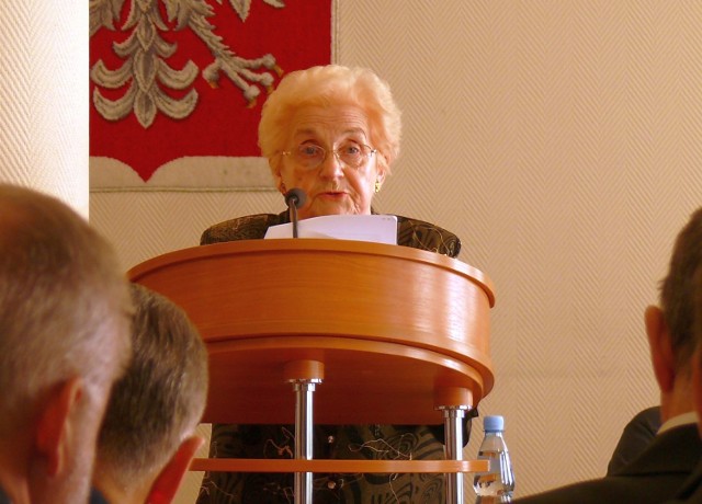 Maria Rehorowska na sesji Rady Miejskiej.