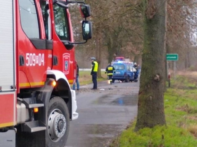 Wypadek w miejscowości Lutomek w powiecie międzychodzkim. Samochód uderzył w drzewo