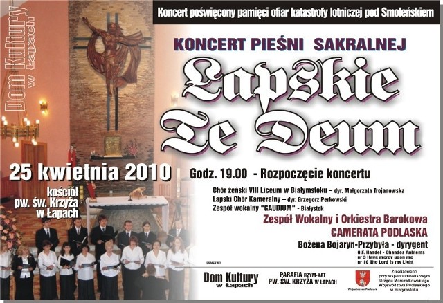 Dzisiejszy koncert będzie poświęcony pamięci ofiar katastrofy lotniczej pod Smoleńskiem
