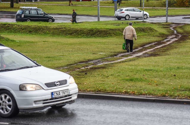 Skrótem na skróty bez przejścia dla pieszych - oczywiście, dlaczego nie. To obrazek z ronda Kujawskiego...