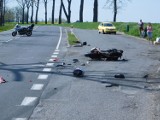 Groźny wypadek w okolicy Mokrzeszowa. Motocyklista i jego pasażerka w szpitalu