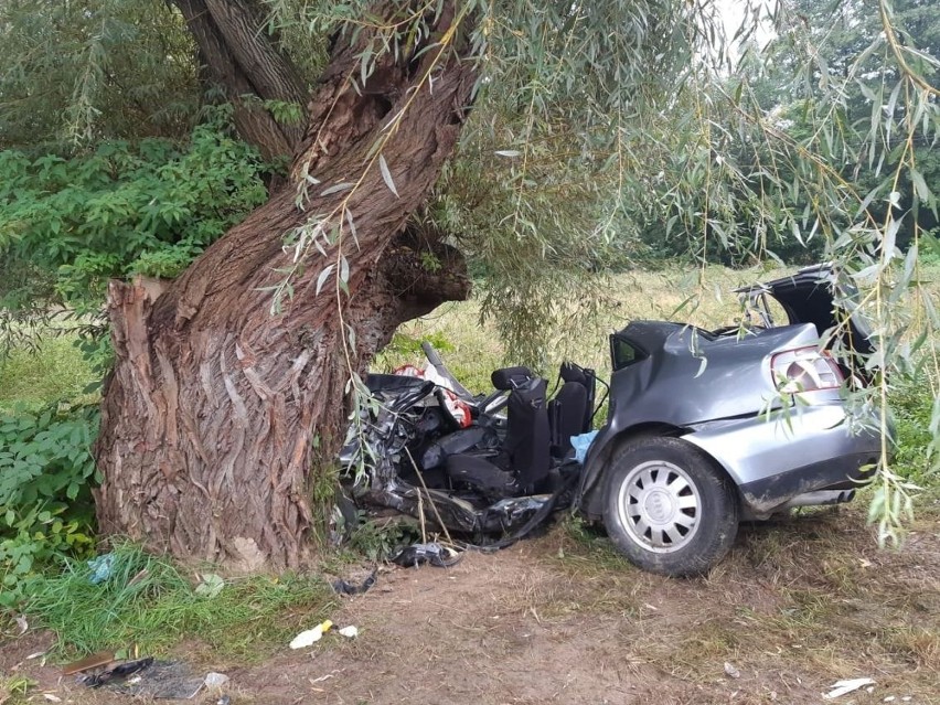 Tragiczny wypadek w Opatowie. Uczniowie jechali do szkoły, audi uderzyło w drzewo. Nie żyje 18-latek, dwie osoby ranne 