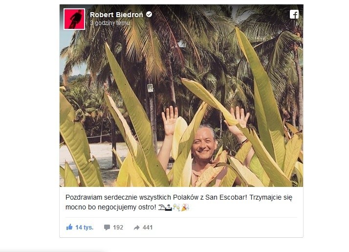 Robert Biedroń pozdrawia z San Escobar