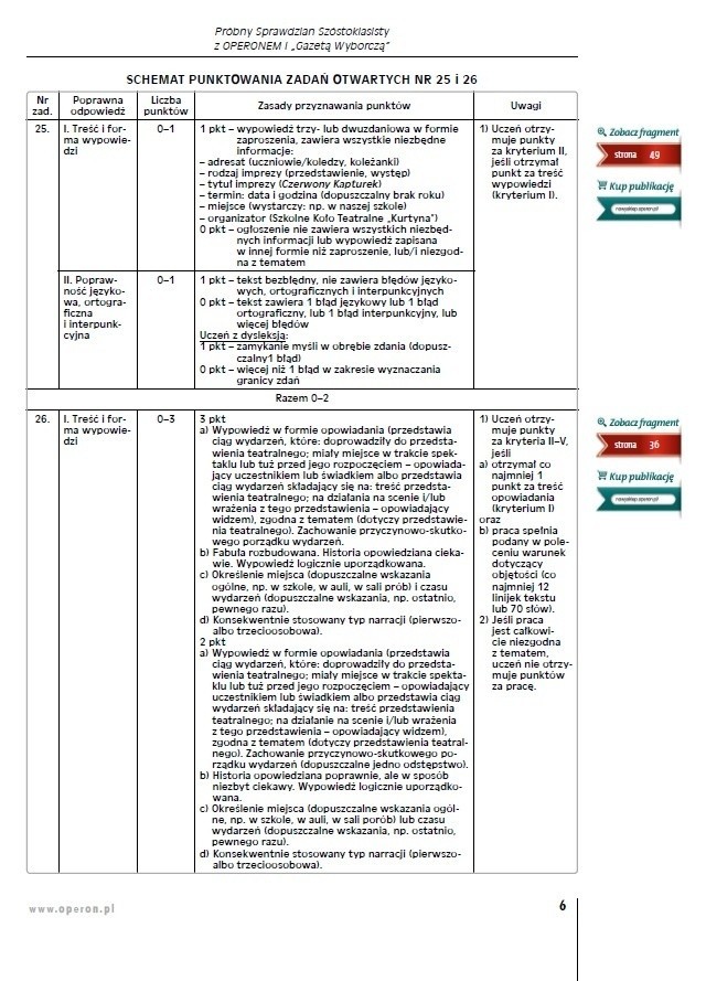 Póbny Sprawdzian Szóstoklasisty 2014 z Operonem [ARKUSZ + KLUCZ ODPOWIEDZI]