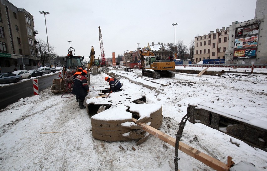 Budowa trasy W-Z w centrum Łodzi - 28.01.2014