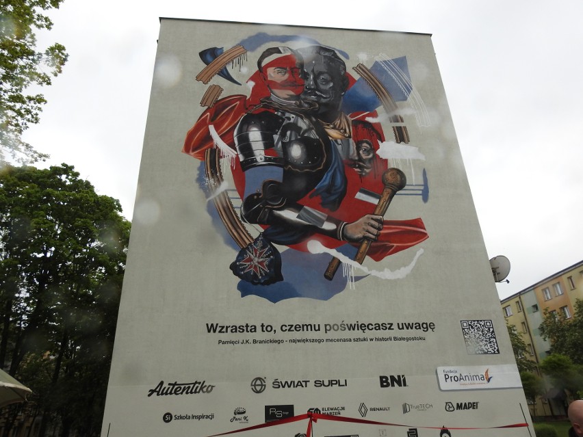 Nowy mural w Białymstoku. Wizerunek Jana Klemensa Branickiego ozdobił jeden z bloków na ul. Antoniukowskiej [zdjęcia]
