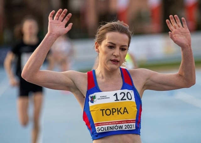 Beata Topka po tegorocznym biegu w Goleniowie, gdzie została młodzieżową mistrzynią Polski na 10000 m