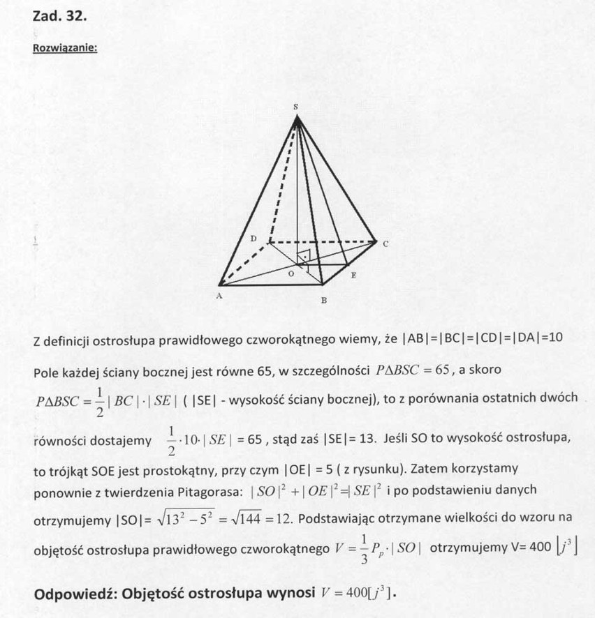 Matura próbna OPERON 2011 z matematyki - odpowiedzi