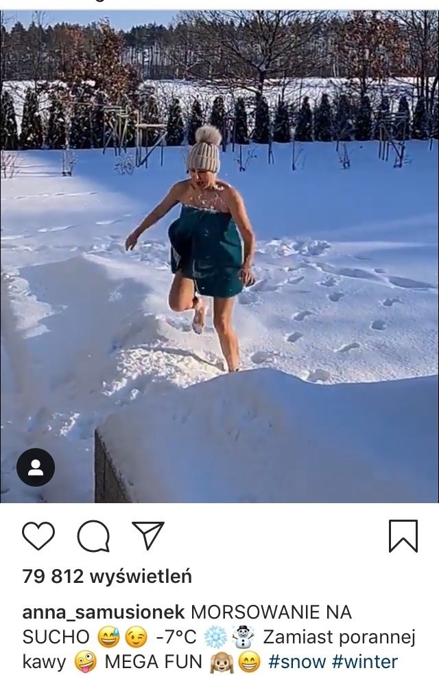 Anna Samusionek postawiła na morsowanie... w śniegu....