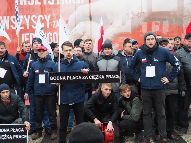 Strajk rolników z Agrounii w Łodzi.