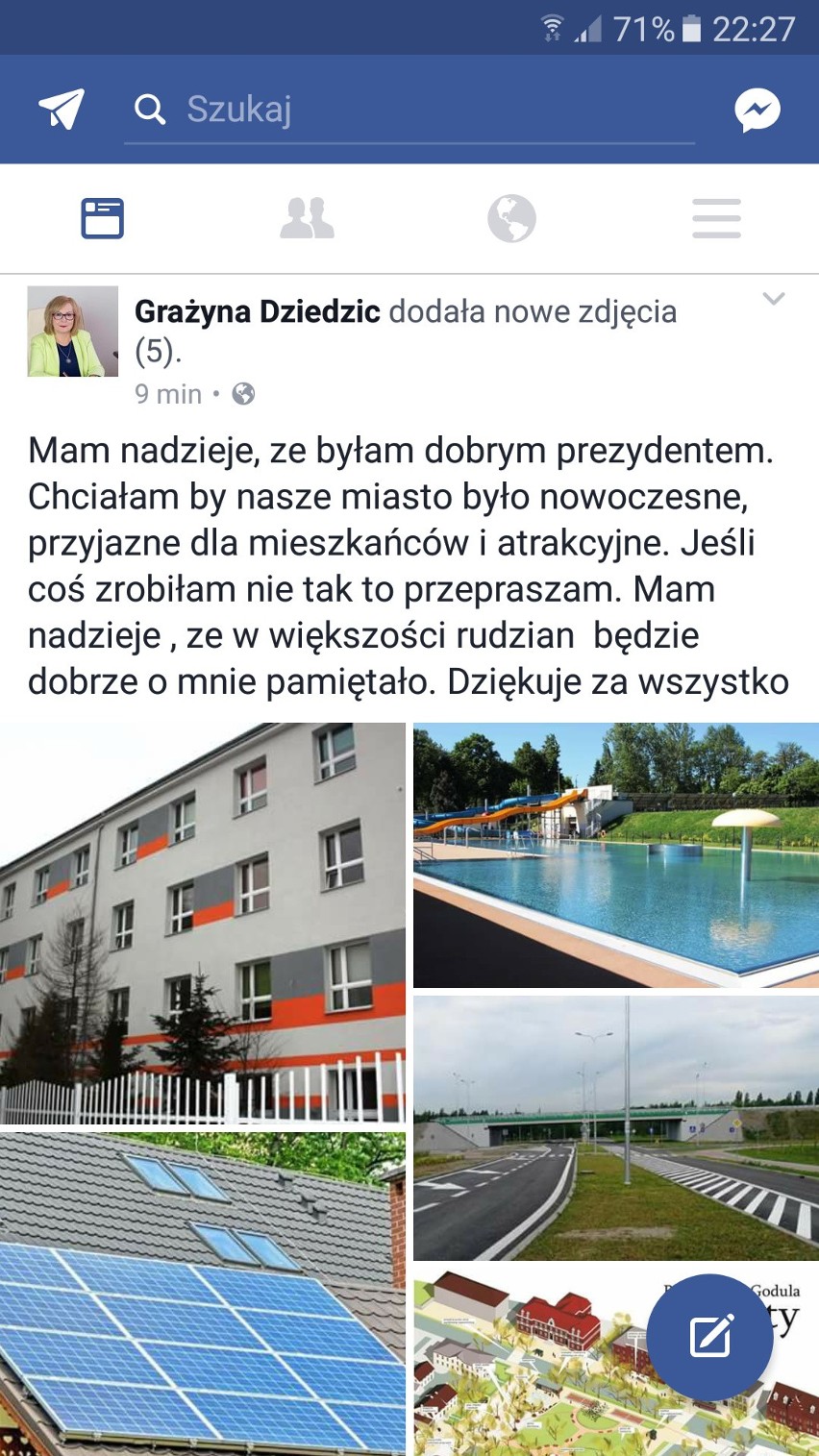 Zagadkowy wpis prezydent Rudy Śląskiej na Facebooku. Rezygnuje z pracy?