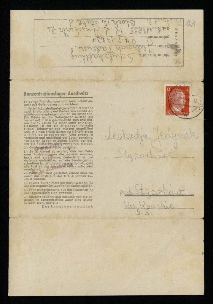 Listy mieszkańca Stąporkowa pisane z obozów w Auschwitz i Buchenwald trafiły do kieleckiego archiwum